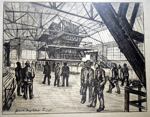 Bergbau zeche lithografie - zeche,,